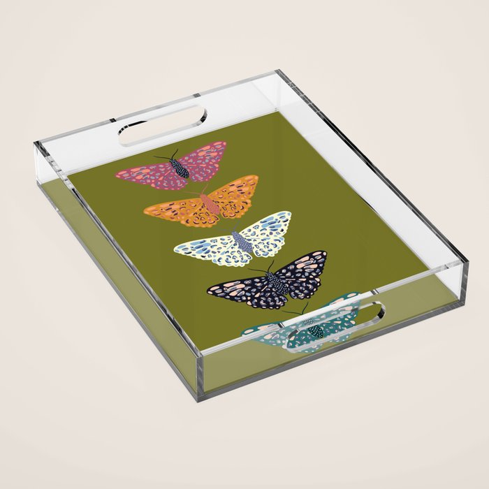 Vintage Butterflies - Mid-century modern  Acrylic Tray Gallery Image 1