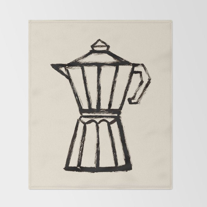 Moke Coffee Pot - Black and Cream Throw Blanket Gallery Image 2