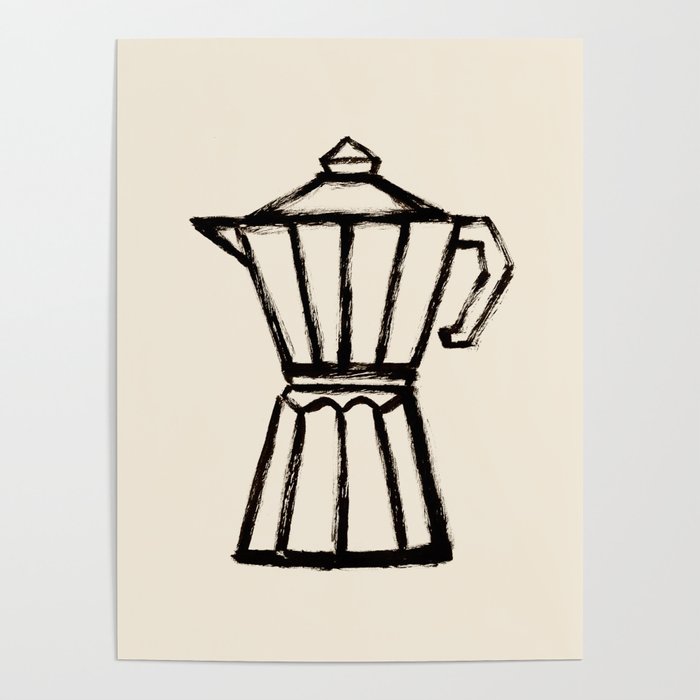 Moke Coffee Pot - Black and Cream Poster Gallery Image 4