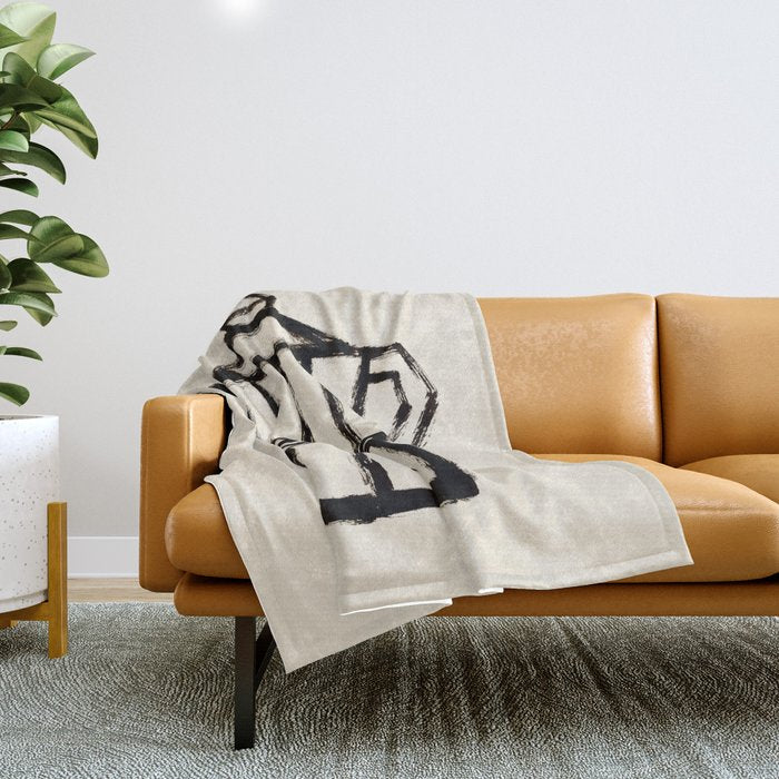 Moke Coffee Pot - Black And Cream Throw Blanket