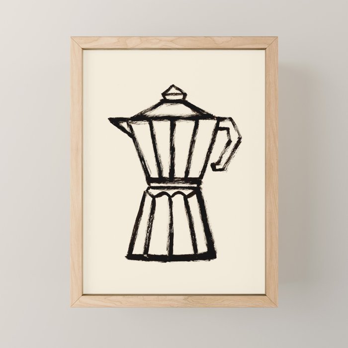 Moke Coffee Pot - Black and Cream Mini Art Print Gallery Image 1