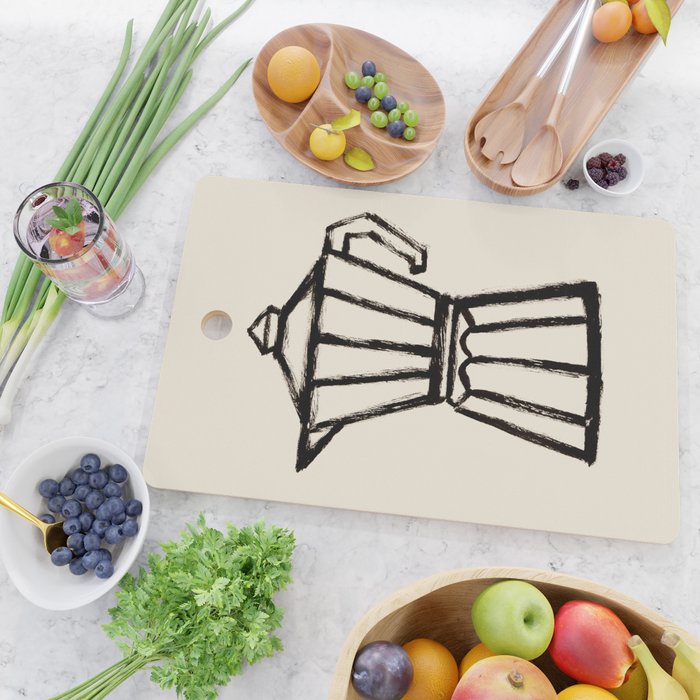 Moke Coffee Pot - Black and Cream Cutting Board Gallery Image 2