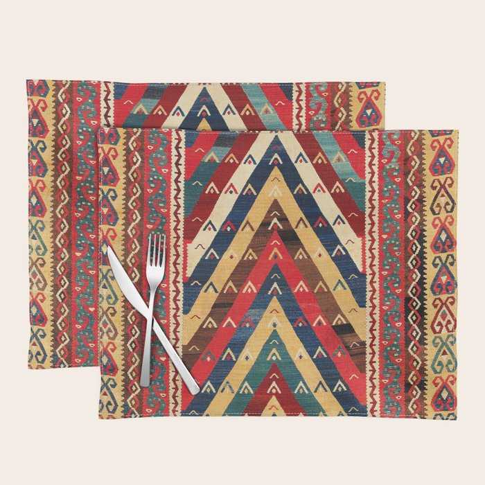 Kurdish Azerbaijan Northwest Persian Niche Kilim Print Placemat Gallery Image 1