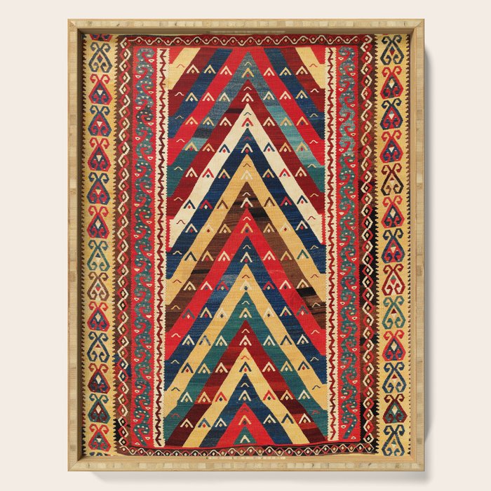 Kurdish Azerbaijan Northwest Persian Niche Kilim Print Serving Tray Gallery Image 1
