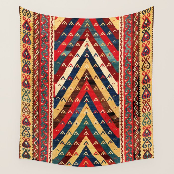 Kurdish Azerbaijan Northwest Persian Niche Kilim Print Wall Tapestry Gallery Image 1
