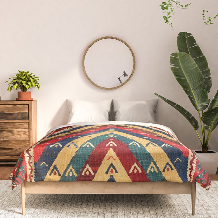 Kurdish Azerbaijan Northwest Persian Niche Kilim Print Comforter Gallery Image 3