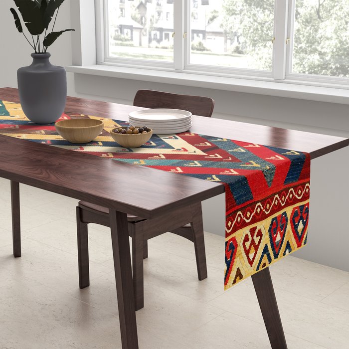 Kurdish Azerbaijan Northwest Persian Niche Kilim Print Table Runner Gallery Image 2