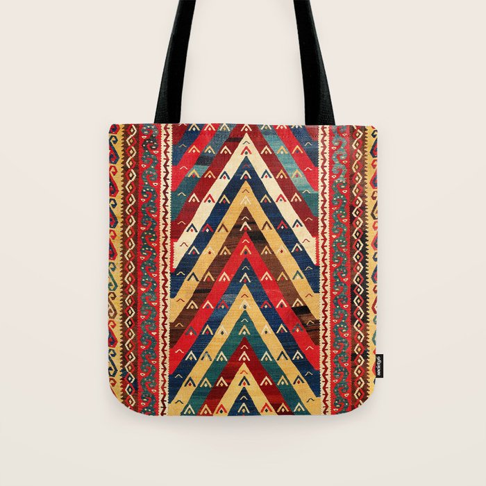 Kurdish Azerbaijan Northwest Persian Niche Kilim Print Tote Bag Gallery Image 1