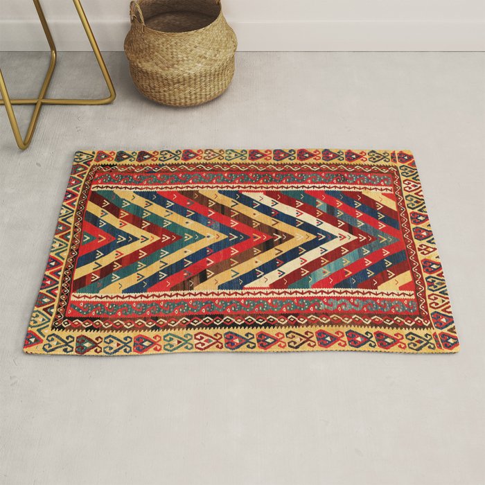 Kurdish Azerbaijan Northwest Persian Niche Kilim Print Rug Gallery Image 1