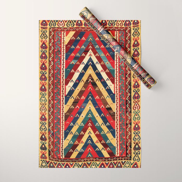 Kurdish Azerbaijan Northwest Persian Niche Kilim Print Wrapping Paper Gallery Image 1