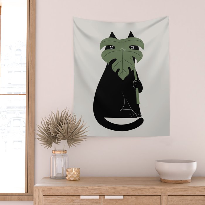 Cat and Plant 14: Monster-a Wall Tapestry Gallery Image 2
