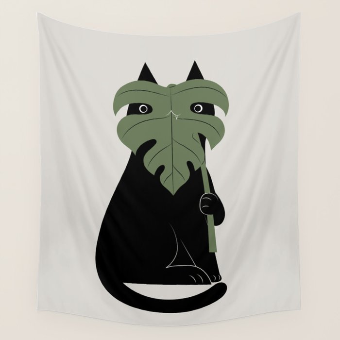Cat and Plant 14: Monster-a Wall Tapestry Gallery Image 4