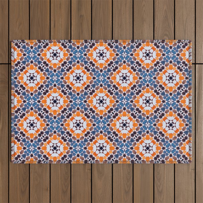 Moroccan tile - blue mosaic Outdoor Rug Gallery Image 1