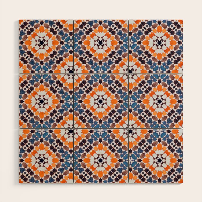 Moroccan tile - blue mosaic Wood Wall Art Gallery Image 1
