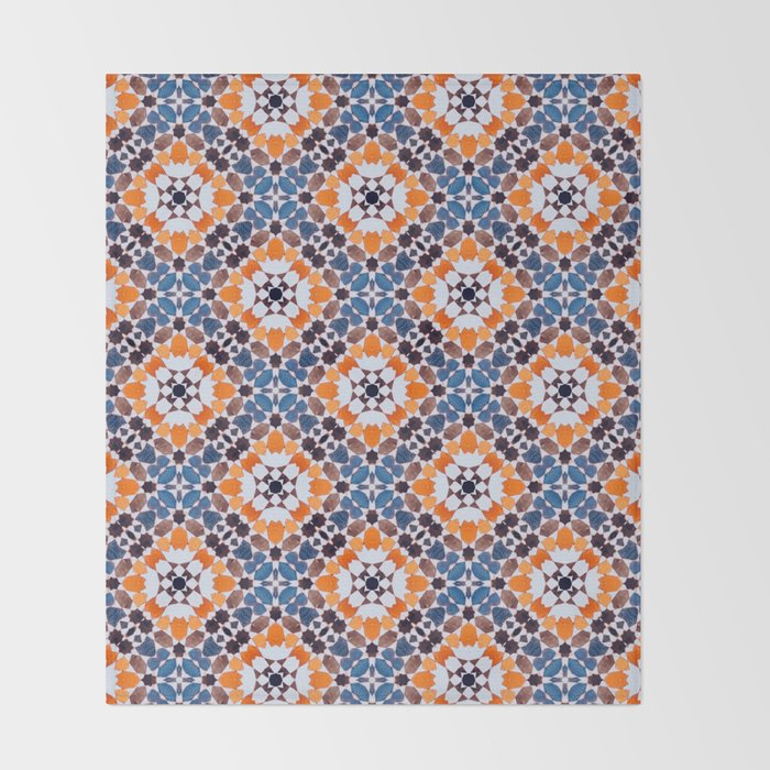 Moroccan tile - blue mosaic Throw Blanket Gallery Image 2