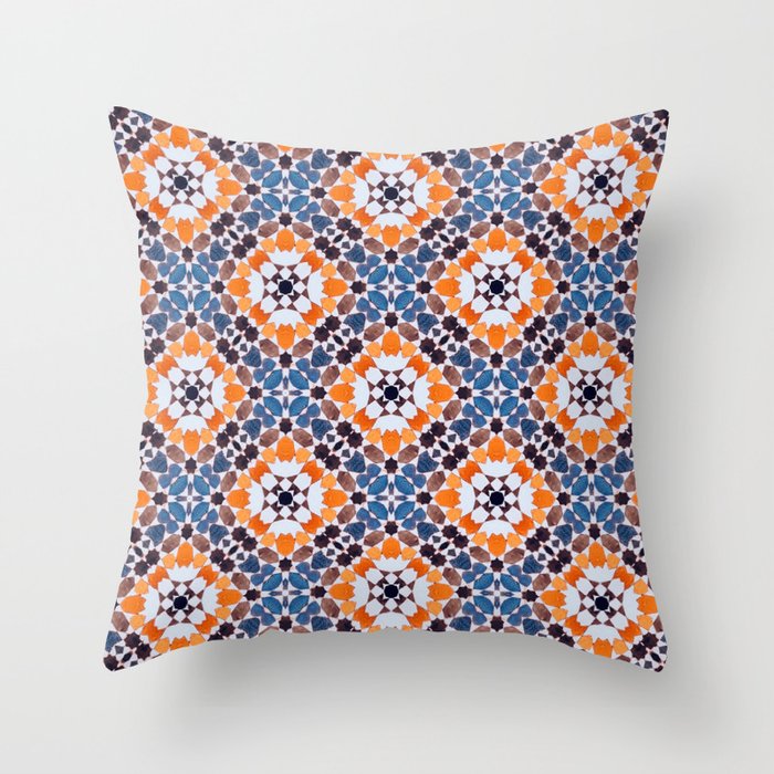 Moroccan tile - blue mosaic Throw Pillow Gallery Image 1