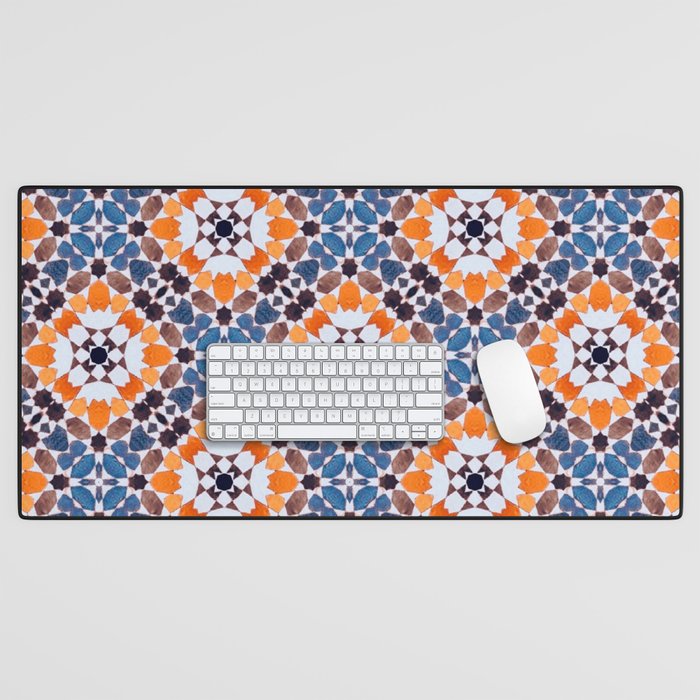 Moroccan tile - blue mosaic Desk Mat Gallery Image 1