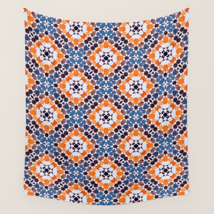 Moroccan tile - blue mosaic Wall Tapestry Gallery Image 4