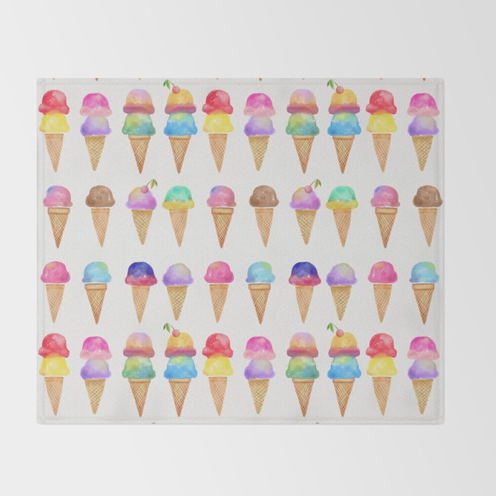 Summer Ice Cream Cones Throw Blanket Gallery Image 2