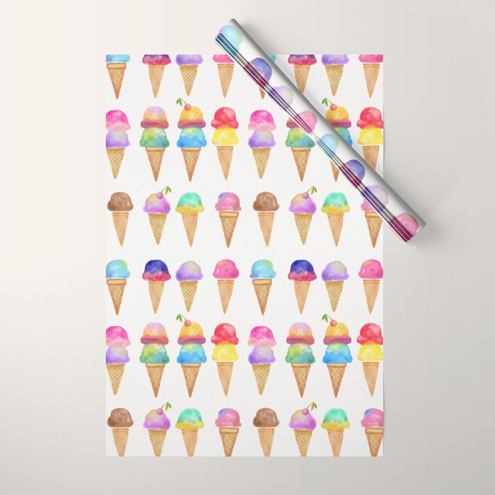 Summer Ice Cream Cones Wrapping Paper Gallery Image 1