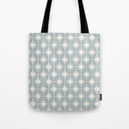 Midcentury Modern Atomic Starburst Pattern in Light Blue Gray and Cream Tote Bag Gallery Image 1