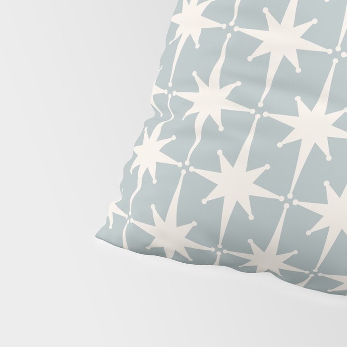 Midcentury Modern Atomic Starburst Pattern in Light Blue Gray and Cream Pillow Sham Gallery Image 4