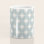Midcentury Modern Atomic Starburst Pattern in Light Blue Gray and Cream Coffee Mug Gallery Image 4