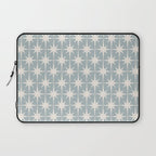 Midcentury Modern Atomic Starburst Pattern in Light Blue Gray and Cream Laptop Sleeve Gallery Image 1