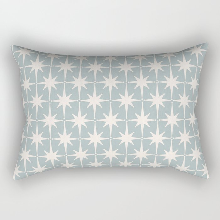 Midcentury Modern Atomic Starburst Pattern in Light Blue Gray and Cream Rectangular Pillow Gallery Image 1