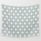 Midcentury Modern Atomic Starburst Pattern in Light Blue Gray and Cream Wall Tapestry Gallery Image 4