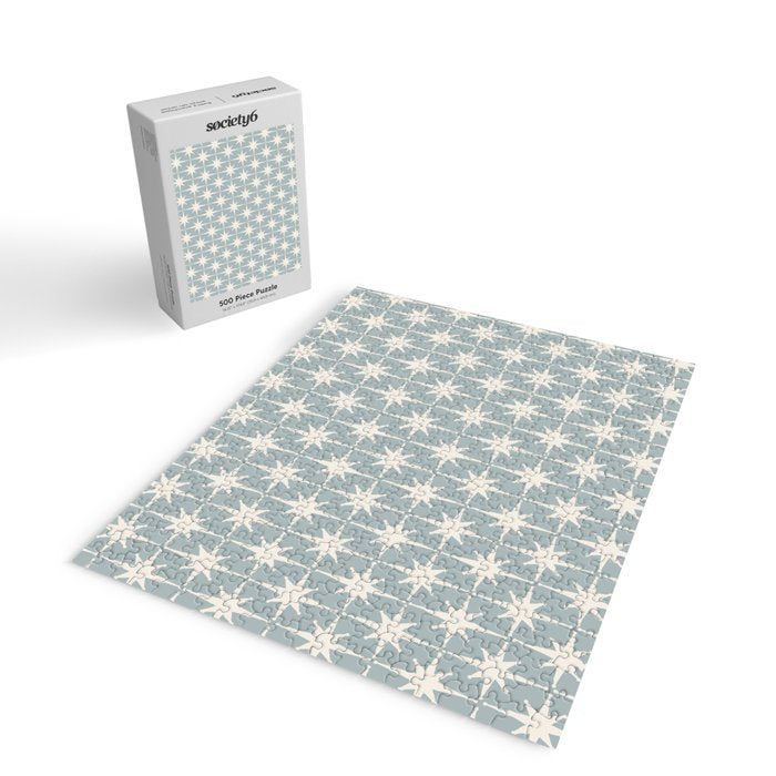 Midcentury Modern Atomic Starburst Pattern in Light Blue Gray and Cream Jigsaw Puzzle Gallery Image 2