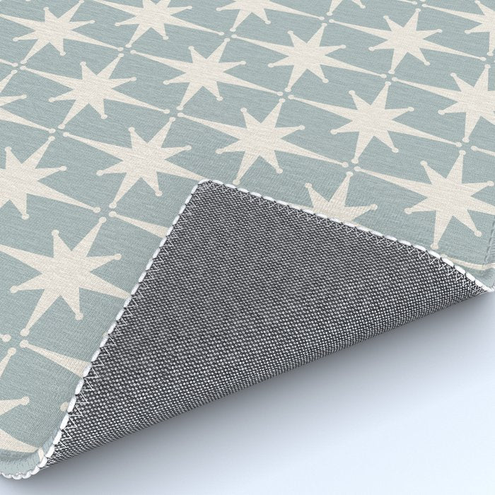 Midcentury Modern Atomic Starburst Pattern in Light Blue Gray and Cream Rug Gallery Image 4