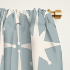 Midcentury Modern Atomic Starburst Pattern in Light Blue Gray and Cream Window Curtain Gallery Image 2