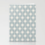 Midcentury Modern Atomic Starburst Pattern in Light Blue Gray and Cream Stationery Card Gallery Image 2