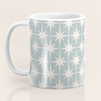 Midcentury Modern Atomic Starburst Pattern in Light Blue Gray and Cream Coffee Mug Gallery Image 3