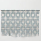 Midcentury Modern Atomic Starburst Pattern in Light Blue Gray and Cream Wall Hanging Gallery Image 1