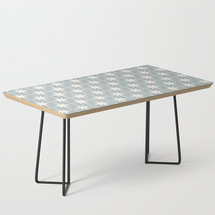 Midcentury Modern Atomic Starburst Pattern in Light Blue Gray and Cream Coffee Table Gallery Image 1