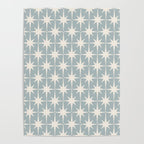 Midcentury Modern Atomic Starburst Pattern in Light Blue Gray and Cream Poster Gallery Image 4