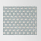 Midcentury Modern Atomic Starburst Pattern in Light Blue Gray and Cream Throw Blanket Gallery Image 2