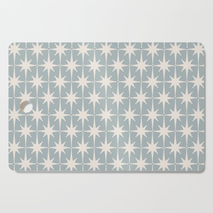 Midcentury Modern Atomic Starburst Pattern in Light Blue Gray and Cream Cutting Board Gallery Image 1