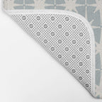 Midcentury Modern Atomic Starburst Pattern in Light Blue Gray and Cream Bath Mat Gallery Image 2