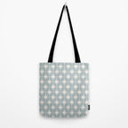 Midcentury Modern Atomic Starburst Pattern in Light Blue Gray and Cream Tote Bag Gallery Image 2