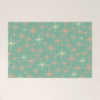 Starbursts Mid Century Modern Retro Pattern in Blush Pink, Cream, and Mint Teal Welcome Mat Gallery Image 1