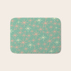 Starbursts Mid Century Modern Retro Pattern in Blush Pink, Cream, and Mint Teal Bath Mat Gallery Image 1
