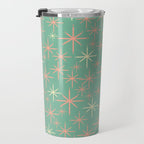 Starbursts Mid Century Modern Retro Pattern in Blush Pink, Cream, and Mint Teal Travel Mug Gallery Image 3