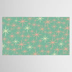 Starbursts Mid Century Modern Retro Pattern in Blush Pink, Cream, and Mint Teal Tablecloth Gallery Image 2