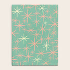 Starbursts Mid Century Modern Retro Pattern in Blush Pink, Cream, and Mint Teal Notebook Gallery Image 4