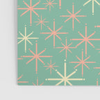 Starbursts Mid Century Modern Retro Pattern in Blush Pink, Cream, and Mint Teal Poster Gallery Image 3