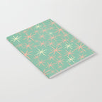 Starbursts Mid Century Modern Retro Pattern in Blush Pink, Cream, and Mint Teal Notebook Gallery Image 2