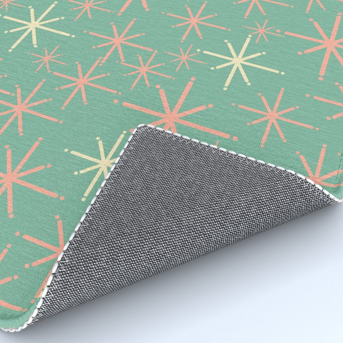 Starbursts Mid Century Modern Retro Pattern in Blush Pink, Cream, and Mint Teal Rug Gallery Image 4
